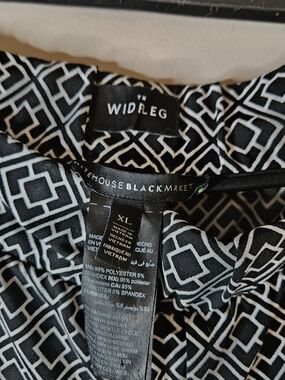 White House Black Market Black and White Geometric Wide Leg Pants